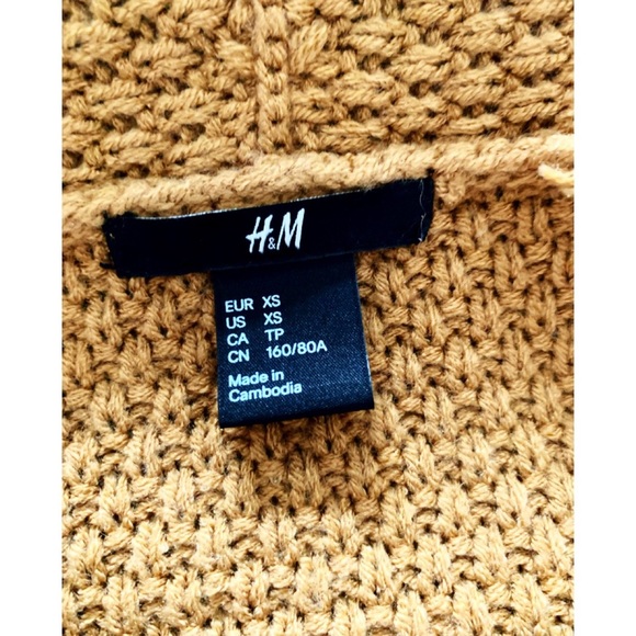 H&M Sz XS Camel Knit Vest w/ Faux Leather Strap & Adjustable Metal Buckle - Picture 7 of 8